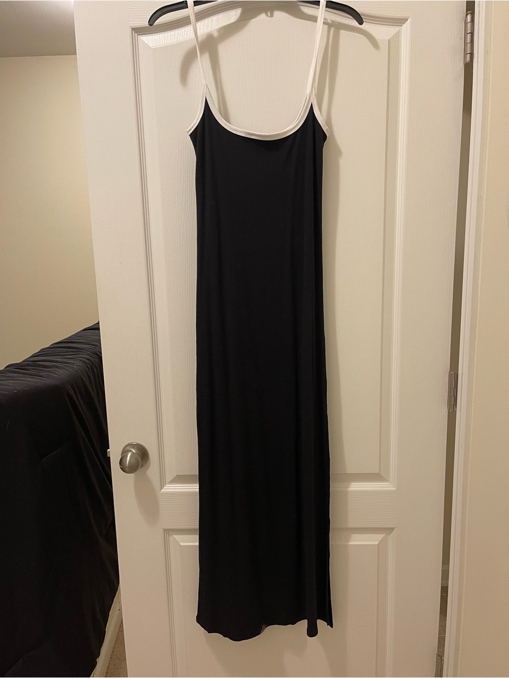 Florence by Mills Sunburst Rib Maxi Dress in black with white trim